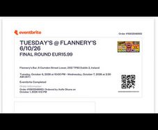Flanneries Ticket Tuesday October 6th