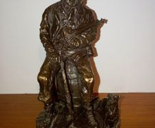 Irish Bronze Figurine - The Fiddler and his Dog (Small Chip)