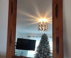 Wooden mirror for hall or living room