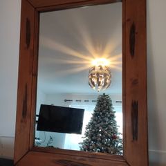 Wooden mirror for hall or living room