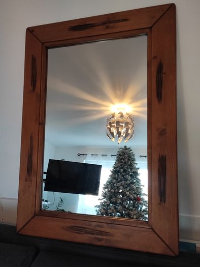 Wooden mirror for hall or living room