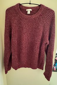 H&M Basic Burgundy Marl Ribbed Knitted Jumper