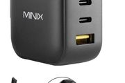 MINIX 66W Turbo 3-Port GaN Wall Charger 2 x USB-C Fast Charging Adapter, 1 x USB-A Quick Charge 3.0, Compatible with Laptop, iPad Pro, iPhone 14 Pro,Max XR XS X SE2 and More (NEO P1) - Boxed!