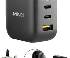 MINIX 66W Turbo 3-Port GaN Wall Charger 2 x USB-C Fast Charging Adapter, 1 x USB-A Quick Charge 3.0, Compatible with Laptop, iPad Pro, iPhone 14 Pro,Max XR XS X SE2 and More (NEO P1) - Boxed!