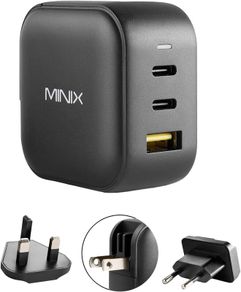 MINIX 66W Turbo 3-Port GaN Wall Charger 2 x USB-C Fast Charging Adapter, 1 x USB-A Quick Charge 3.0, Compatible with Laptop, iPad Pro, iPhone 14 Pro,Max XR XS X SE2 and More (NEO P1) - Boxed!