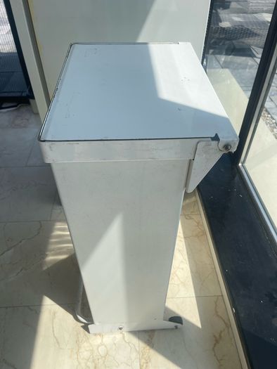 White Commercial Pedal Operated Enclosed Rubbish Bag Holder - Can Deliver