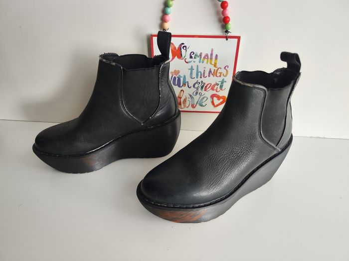 Dr Doc Martens platform black Aerial wedges chunky sole boots UK4 US6 EU37
