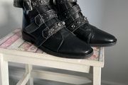 ankle boots Stradivarius black leather biker style boot size 40