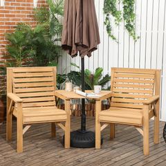 Wooden Garden Love Seat  with Coffee Table and Parasol Hole