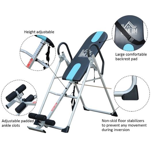Foldable Gravity Inversion Table AB Exercise Bench Back Therapy Home Fitness Bench, Multi