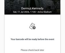Dermot Kennedy Tickets x4 Sat 11th July Aviva
