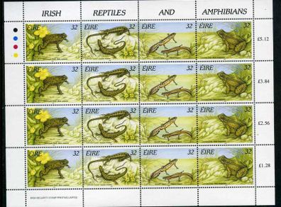 1995 Ireland Fauna & Flora Reptiles and Amphibians Commemorative Stamp Sheetlet Mint Never Hinged (MNH)