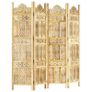Hand carved 4-Panel Room Divider 160x165 cm Solid Mango Wood Image 5