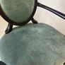 Verdant Halo Armchair in Distressed Teal Velvet with Sculpted Ebony Frame Image 2