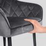 Set of 2 Dining Chairs Upholstered Chairs with Armrests Grey Image 5