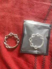 Silver spiked chain ear hangers - pair (2 pieces)