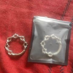 Silver spiked chain ear hangers - pair (2 pieces)