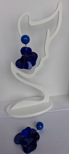 Cobalt Blue Lucite 3D Floral Earrings