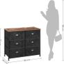 Fabric Dresser, Large 6 Drawer Console, Clothes Storage Cabinet, Industrial Style, Metal Frame, Wood Surface, for Bedroom, Hallway, Rustic Brown and Black Image 4