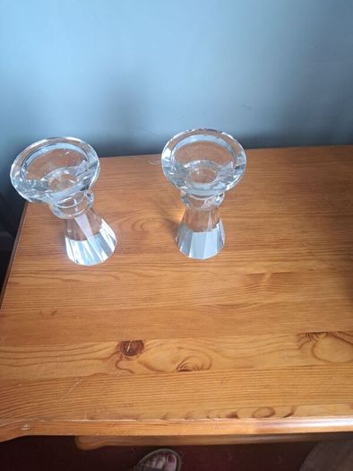 Glassware- candle holders, bowl