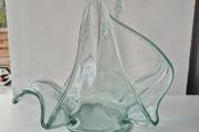 Vintage Hand Blown Art Glass Swan Basket | Rare Phantom Base Detail