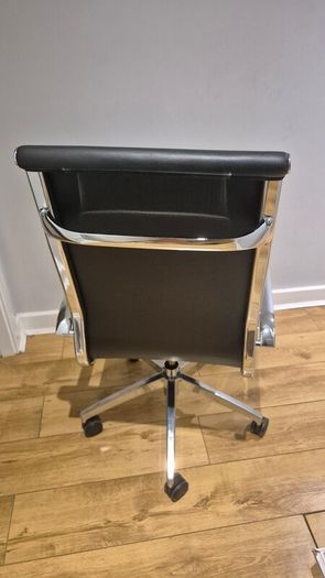 Eames Style Ribbed High Back Office Chair - Black & Chrome