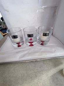 Tara Glasswork Lovely Set Of Three  Bubble Base Night Light Candles Holder.