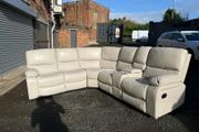 Rita Light Beige Corner Leather Recliner Sofa