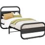 Single Bed Frame with Headboard, Black Single Bed 90x190 cm Image 5