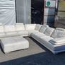Large L Shape White Leather Sofa Image 2