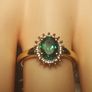 Stunning Lab Grown Emerald & Natural Zircon Oval Cluster Ring Image 5