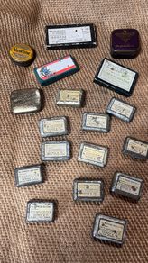 vintage George & Co. Press Button Tins with contents