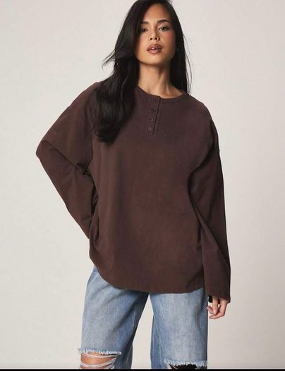 Missguided @ Shein Brown Oversized Long Sleeved  Sweatshirt Size Large UK 14