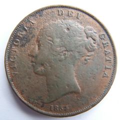 Queen Victoria Large Copper Penny 1855, British Coins, Victorian Coin