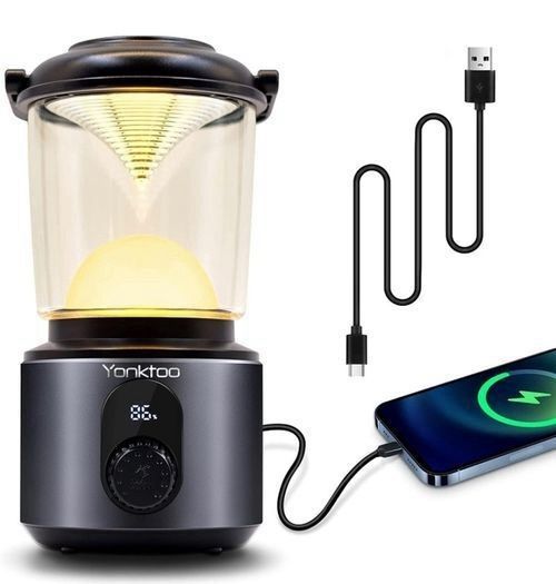 NEW Camping Lights, 10400mAh Camping Lantern USB-C Rechargeable Running 350Hrs, Camping Lamp with LED Screen, 5 Light Modes Waterproof
