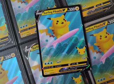 Surfing Pikachu V ! Ultra Rare ! from Celebrations ! 25th Anniversary ! 2021 ! Pokemon ! Flying Pikachu V ! Ultra Rare ! from Celebrations ! 25th Anniversary