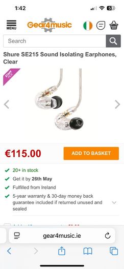 Shure monitoring earphones