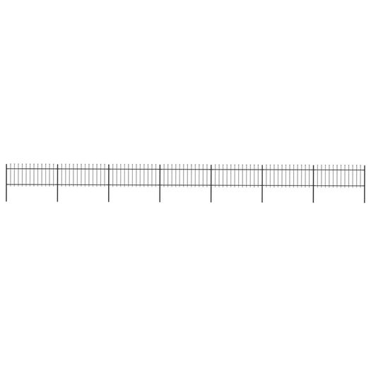 Garden Fence with Spear Top Steel 11.9x0.8 m Black