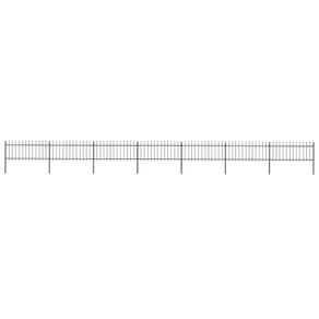 Garden Fence with Spear Top Steel 11.9x0.8 m Black