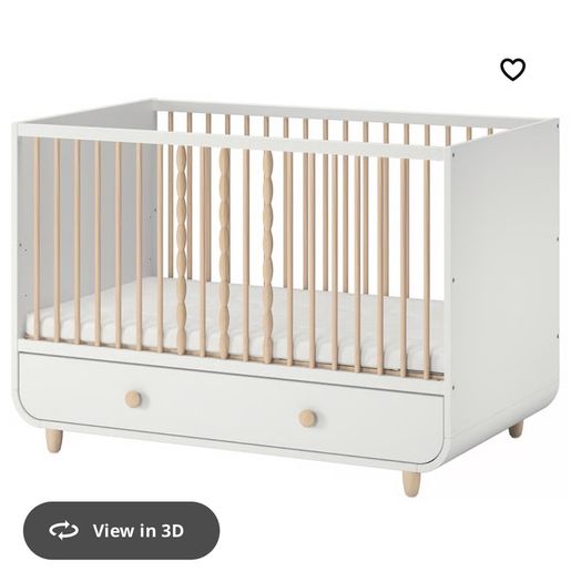 IKEA MYLLRA Cot with large drawer in white - Excellent Condition