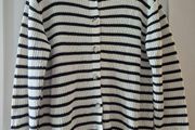 womans striped cardigan