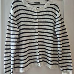 womans striped cardigan