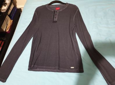 guess medium large blue long sleeve shirt