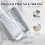 XXL Stainless Steel Cat Litter Box with High Sides, Metal Scoop, 70 x 50 x 30 cm Image 4