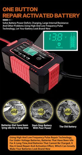 Car Battery Charger Digital LCD Display Full Automatic 12v Car Battery Charger Power Puls Repair Chargers Wet Dry Lead Acid