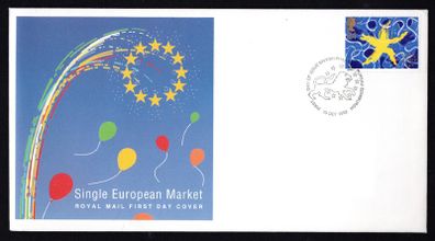 1992 Great Britain Single European Market Commemorative Stamp Royal Mail Addressed First Day Cover (FDC)