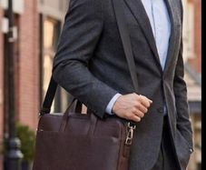 Jack Spade Dark Brown Saffiano Leather Messenger Laptop Briefcase
