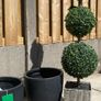 Pair of matt black fibreclay outdoor garden plant pots Image 4