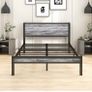 Double Bed Metal Platform Bed Frame with Wood Headboard Image 7