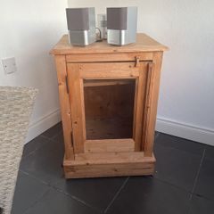 Glass fronted solid waxed pine unit